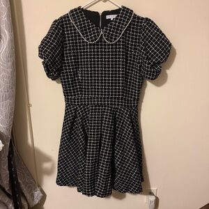Tweed Black and White Dress peter pan collar